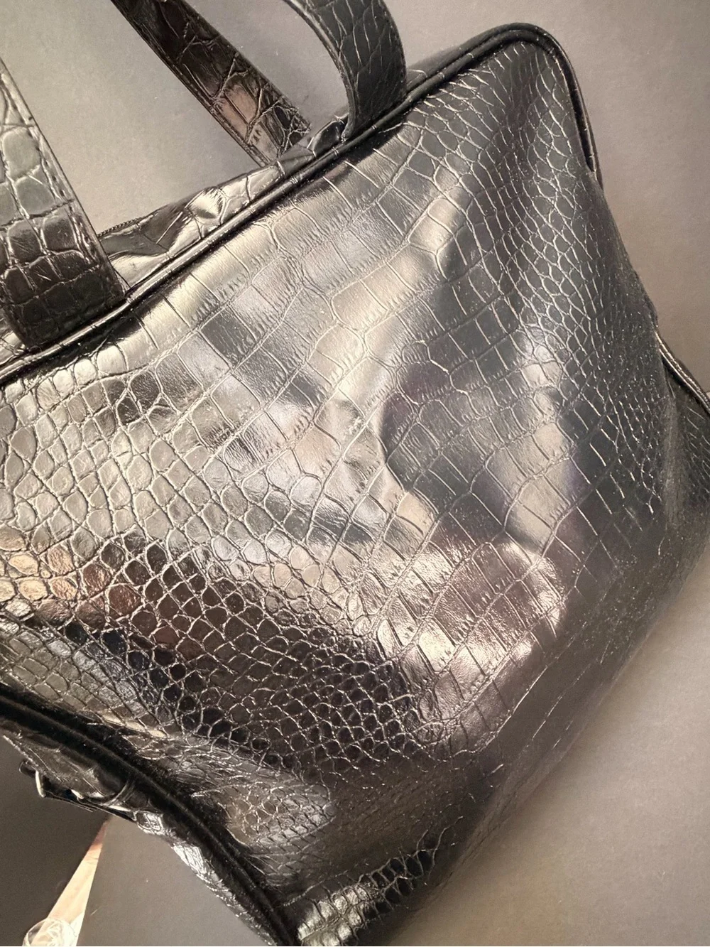 Saks Fifth Avenue Black Croc-Embossed Laptop Briefcase